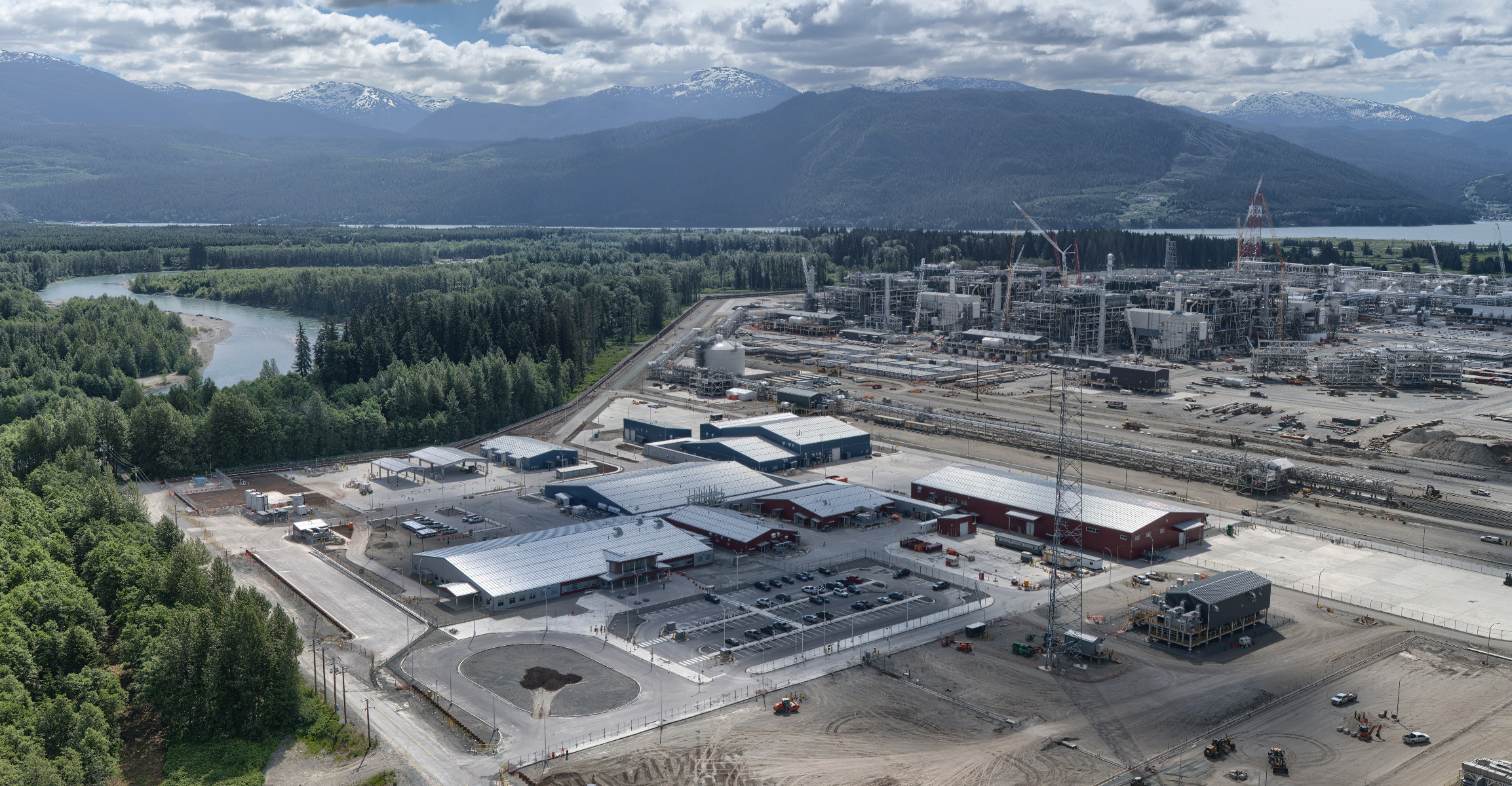 Scenic overview of LNG Canada Industrial site in Kitimat, British Columbia