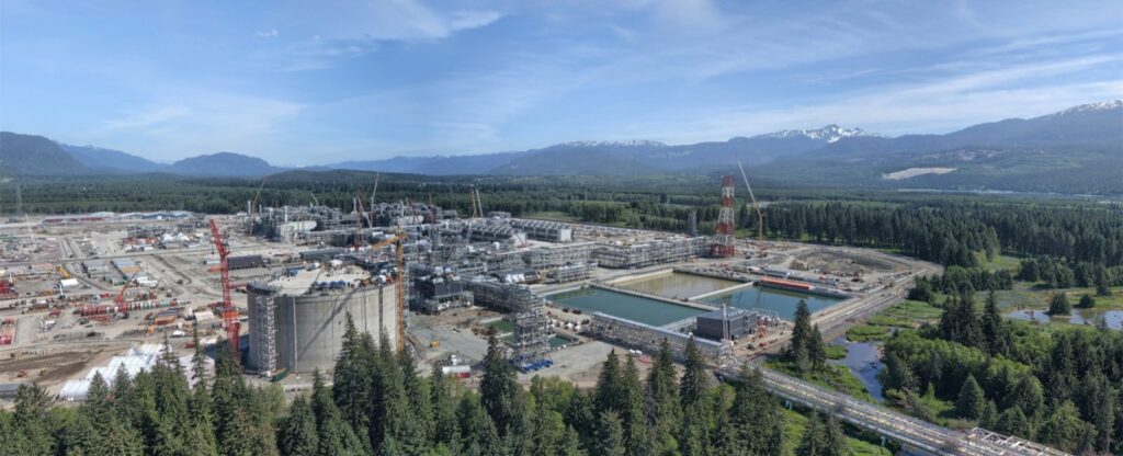 The view of LNG Canada site construction activities and facilities